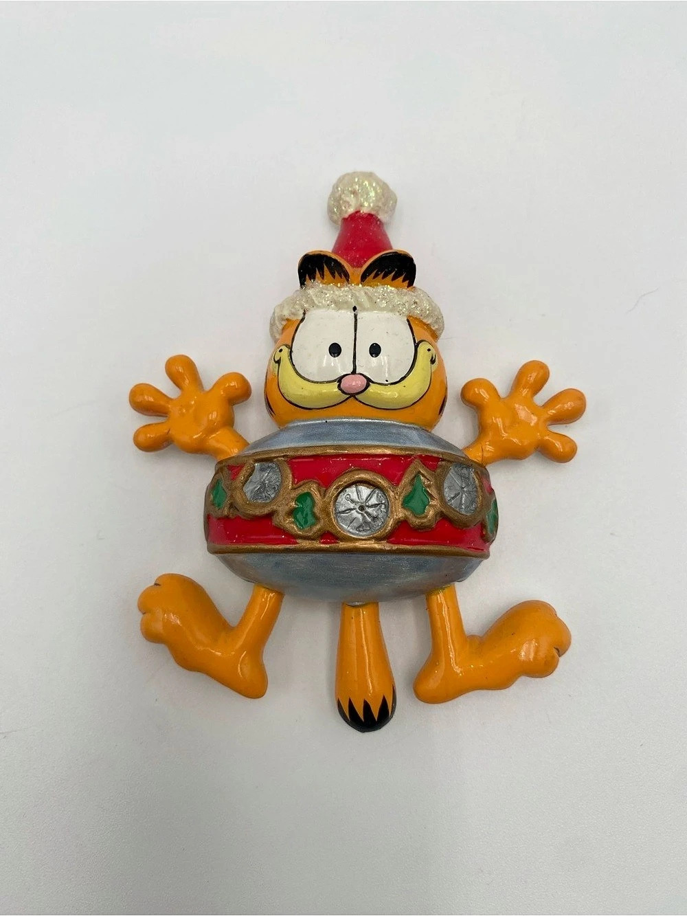 Vintage Garfield Holiday Ornament Red Orange